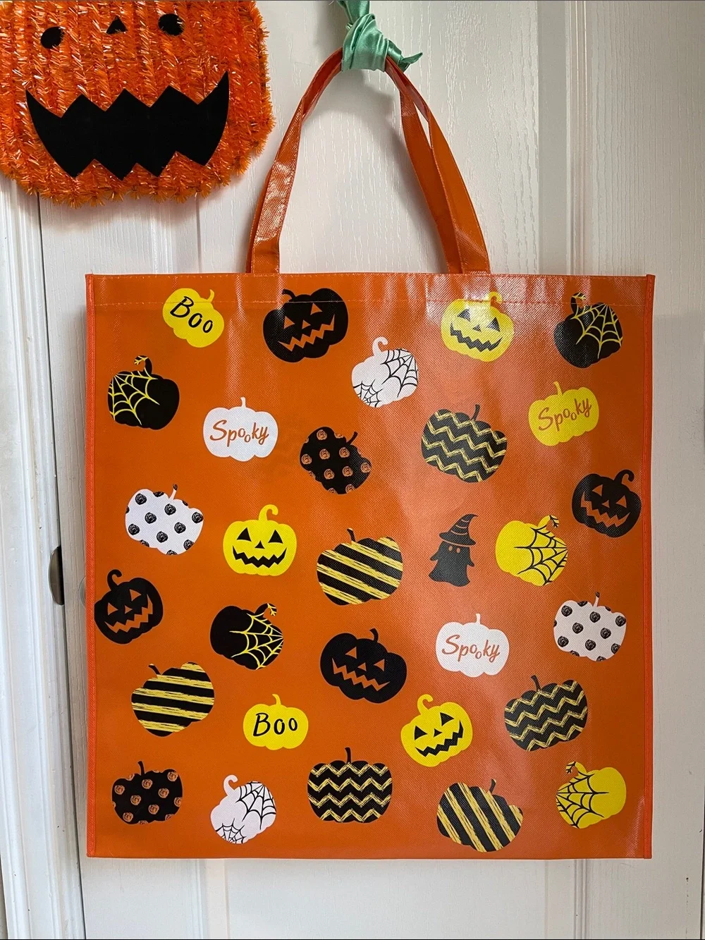 Halloween Pumpkin Treat Bag — Orange Spooky Design